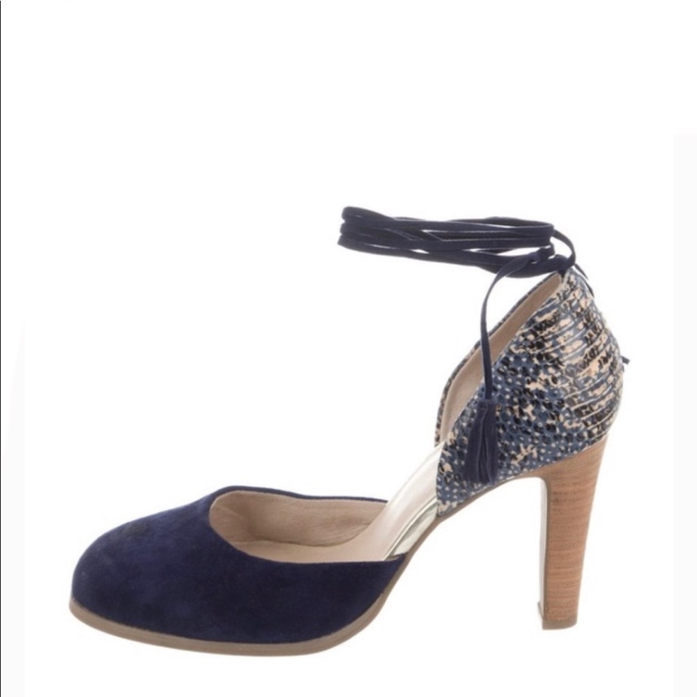 Seychelles blue embossed suede D’Orsay pumps